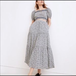 Madewell NWT Jeannette Cotton Maxi Skirt and Cotton peasant top Set XS